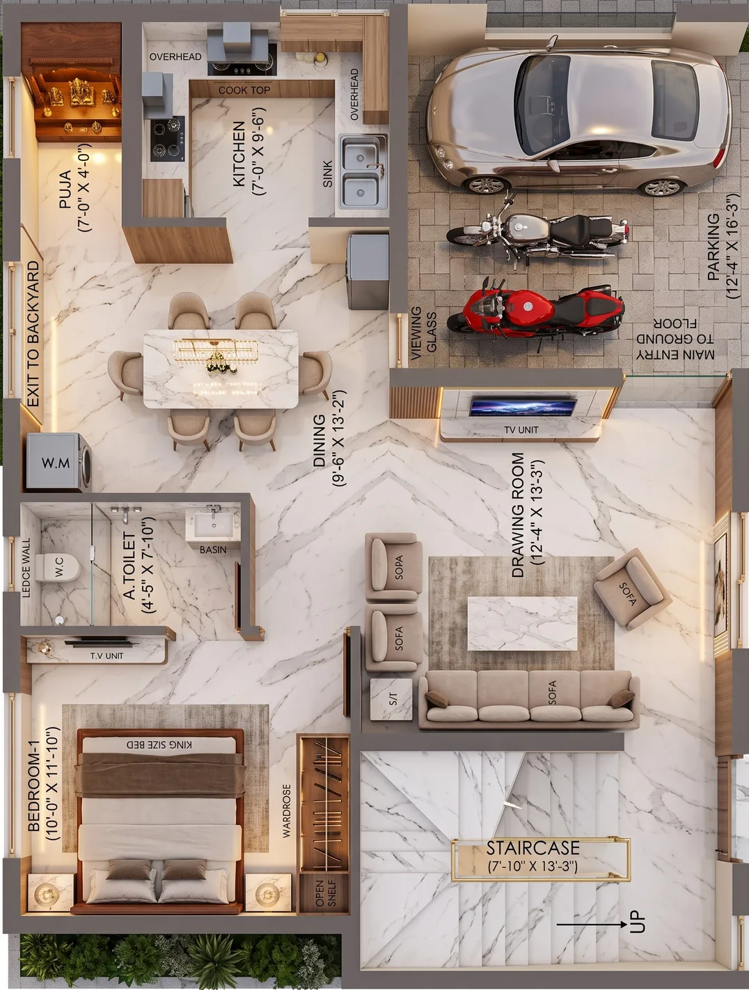 Kingsland villa floor plan — ground and first floor