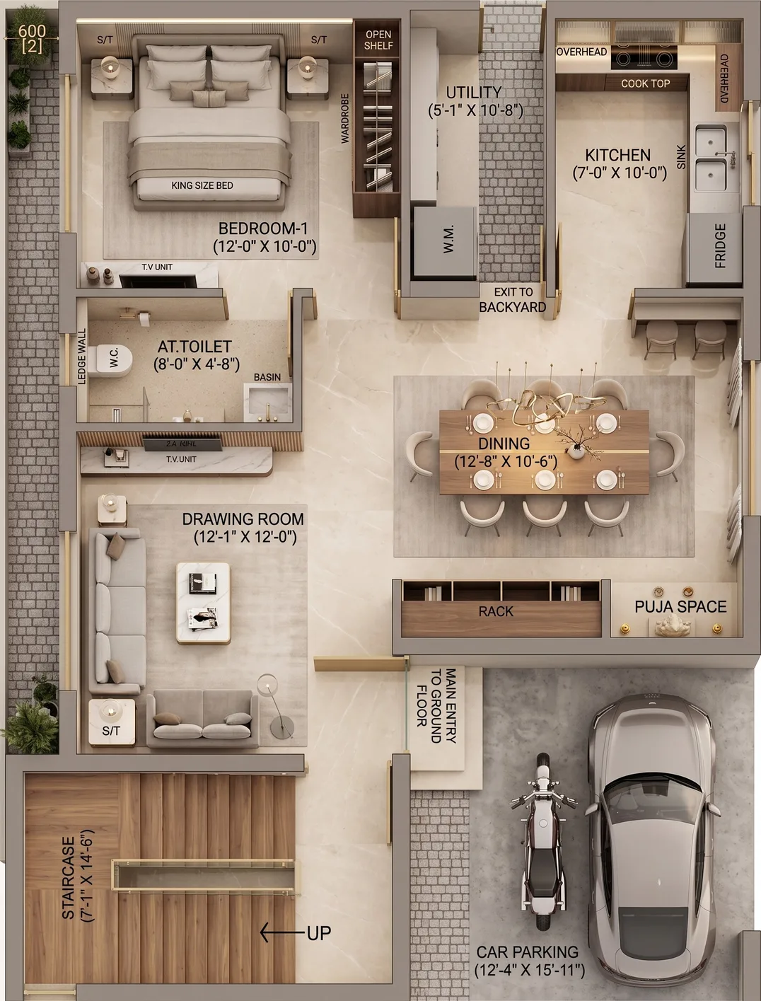 Kingsland villa floor plan — alternate facing layout